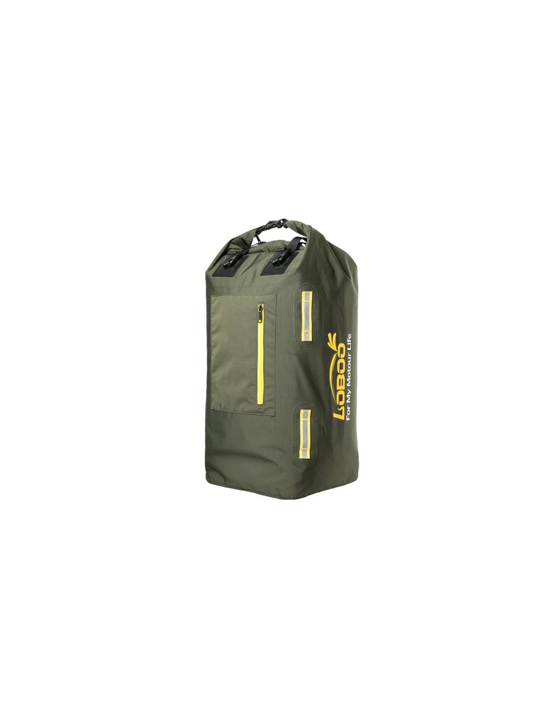 BOLSA IMPERMEABLE PLEGABLE / EXTENSIBLE NEGRO Y VERDE MILITAR  LOBOO