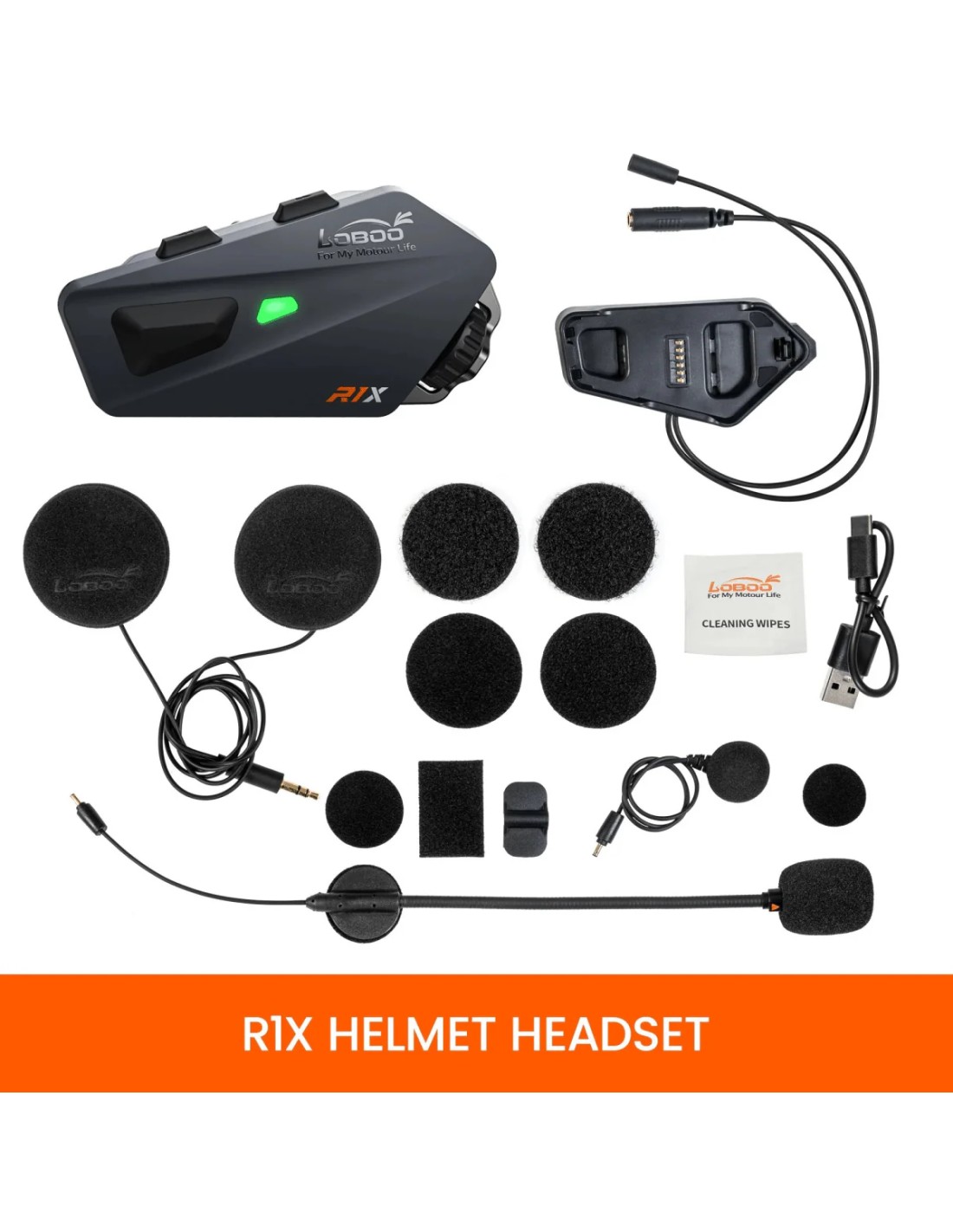 Manos libres para casco de moto LOBOO R1X – Bluetooth 5.3